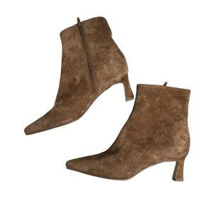 Steve Madden Suede Leather Booties 7 Camel Kitten Heel